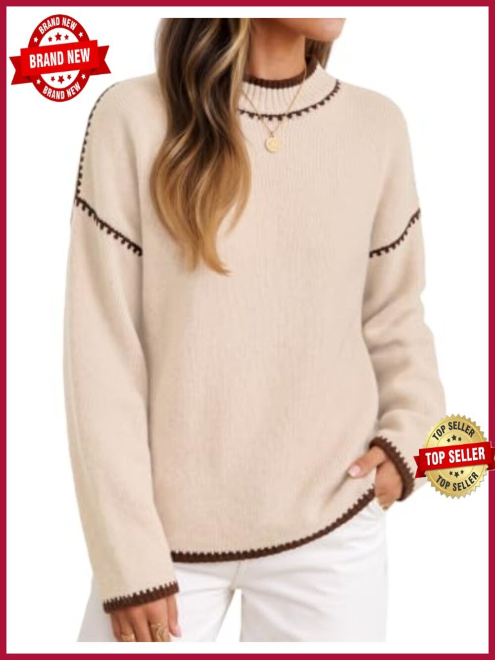 ZESICA Mock Neck Oversized Sweater Pullover Soft Knit Fall Winter